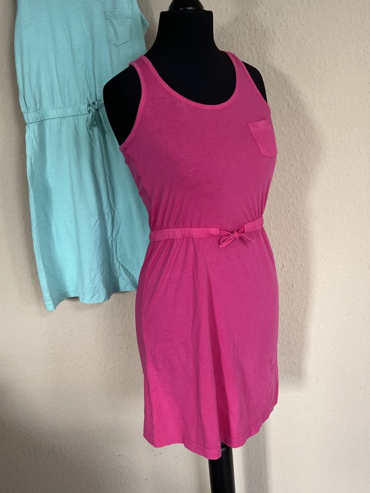 3 leichte Kleider von Alive Gr.134/140 blau pink türkis, Mitte raffbar, Ringerrücken