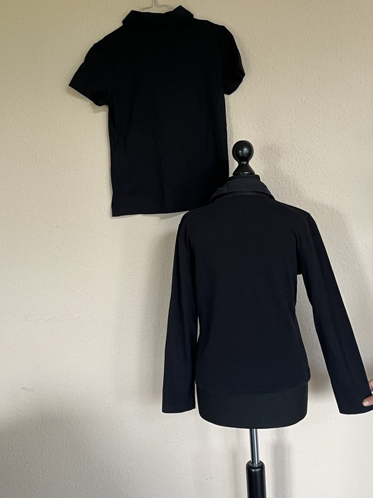 2 Street One Polo Shirts Gr.S/M schwarz kurz Arm + lang Arm, sind mit einer Gr.M ausgezeichnet, fallen aber schmal aus