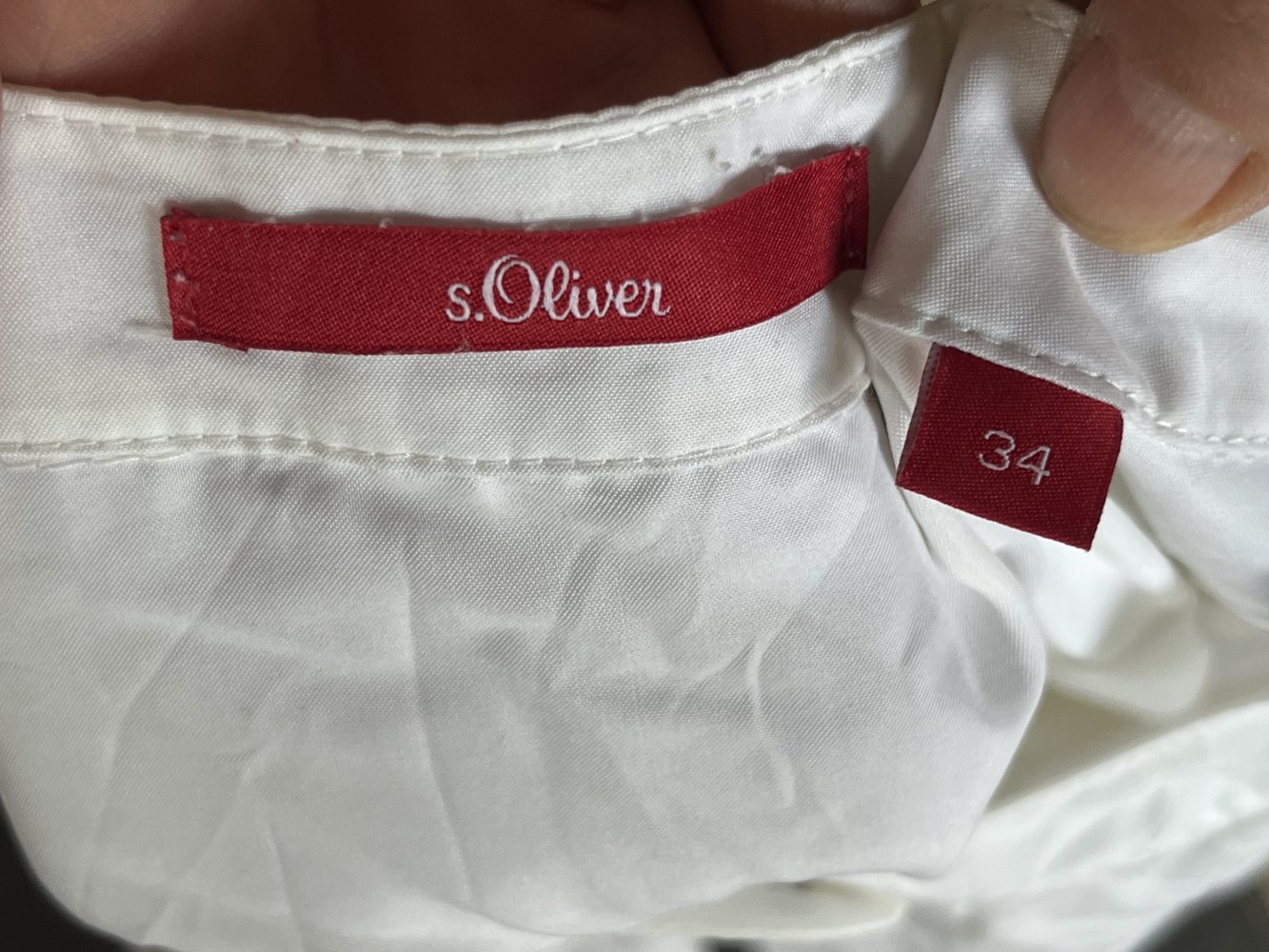 S.Oliver langarm Bluse kragenlos mit verdeckter Knopfleiste Gr.XS weiß