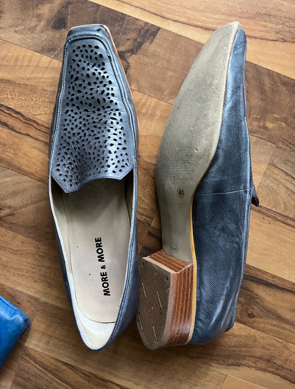 more&more Leder Halbschuhe Mokassins, Größe 41 Bleu neuwertig