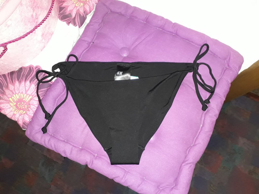 Schwarze Bikinihose neu mit Etikett, zum Binden, einfarbig
