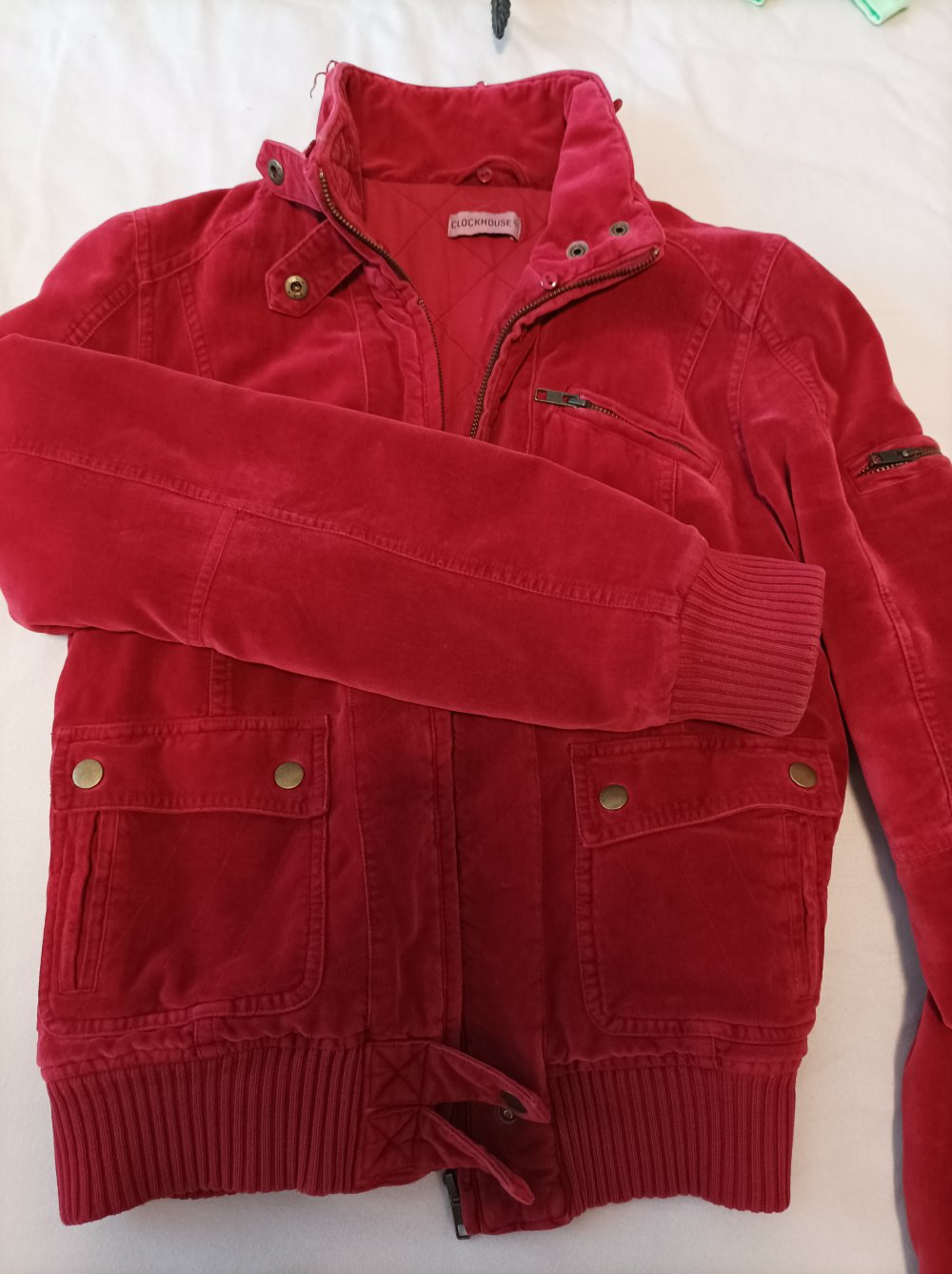 Velour Steppjacke Gr. 34 rot