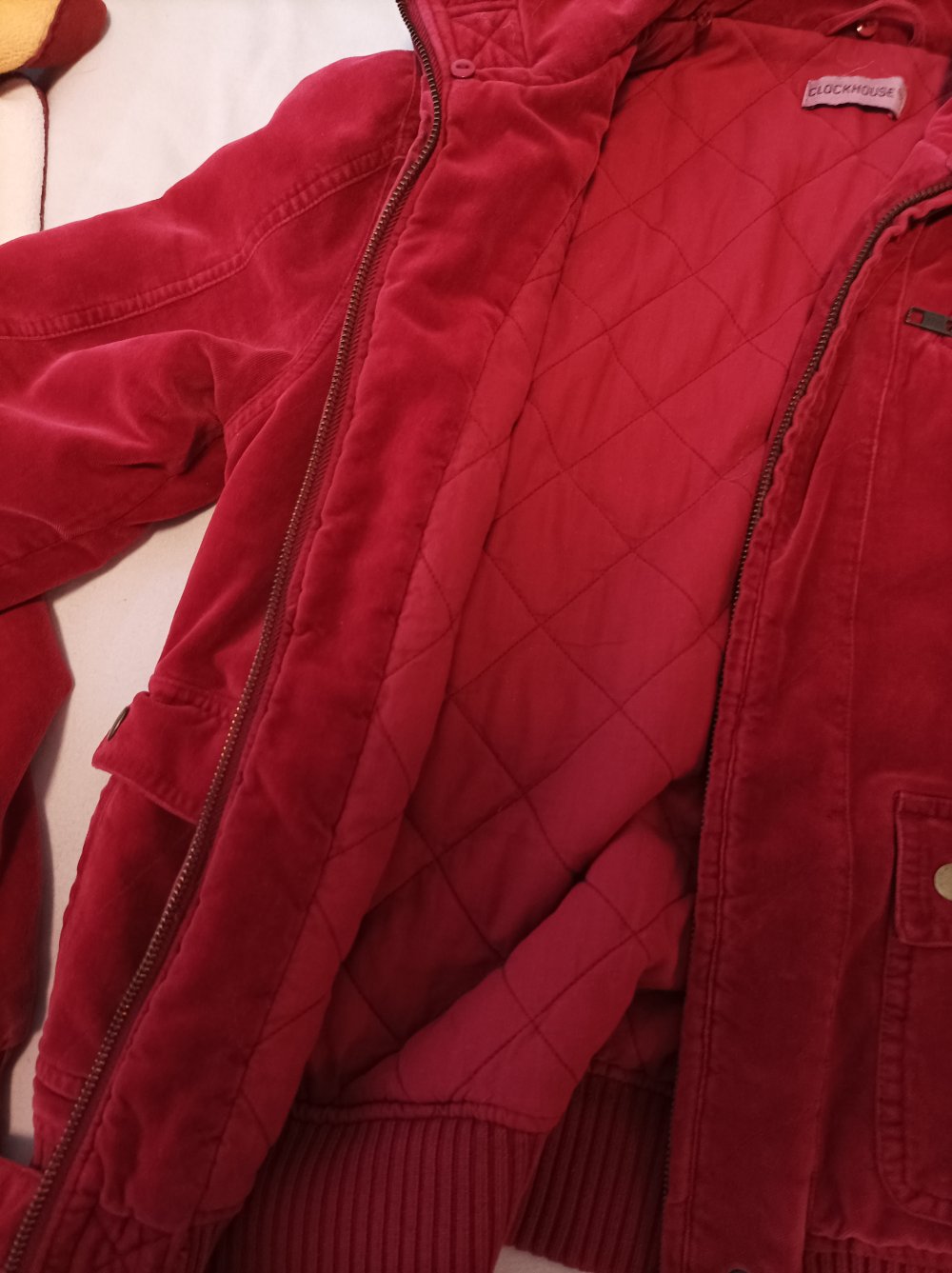 Velour Steppjacke Gr. 34 rot