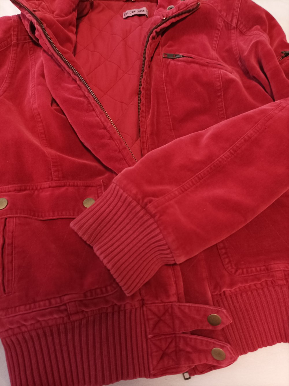 Velour Steppjacke Gr. 34 rot