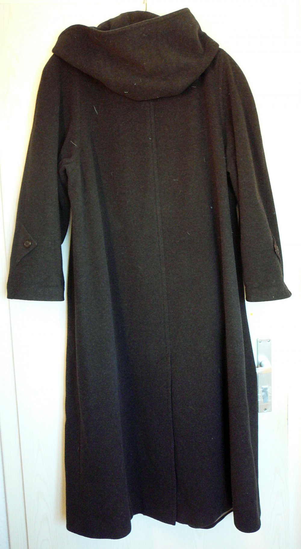Franco Callegari Mantel Schwarz Wolle Kaschmir mit Kapuze Gr. 36