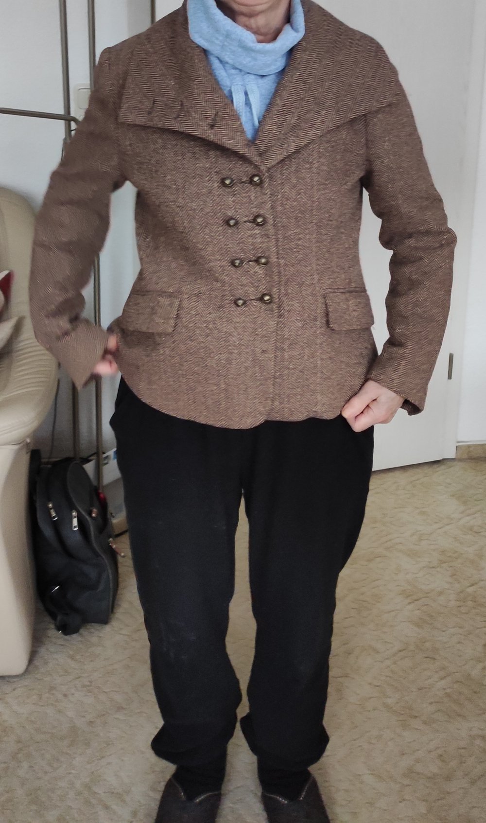 Damensacko H&M Gr.S seidiges Inlay modisch braun grün
