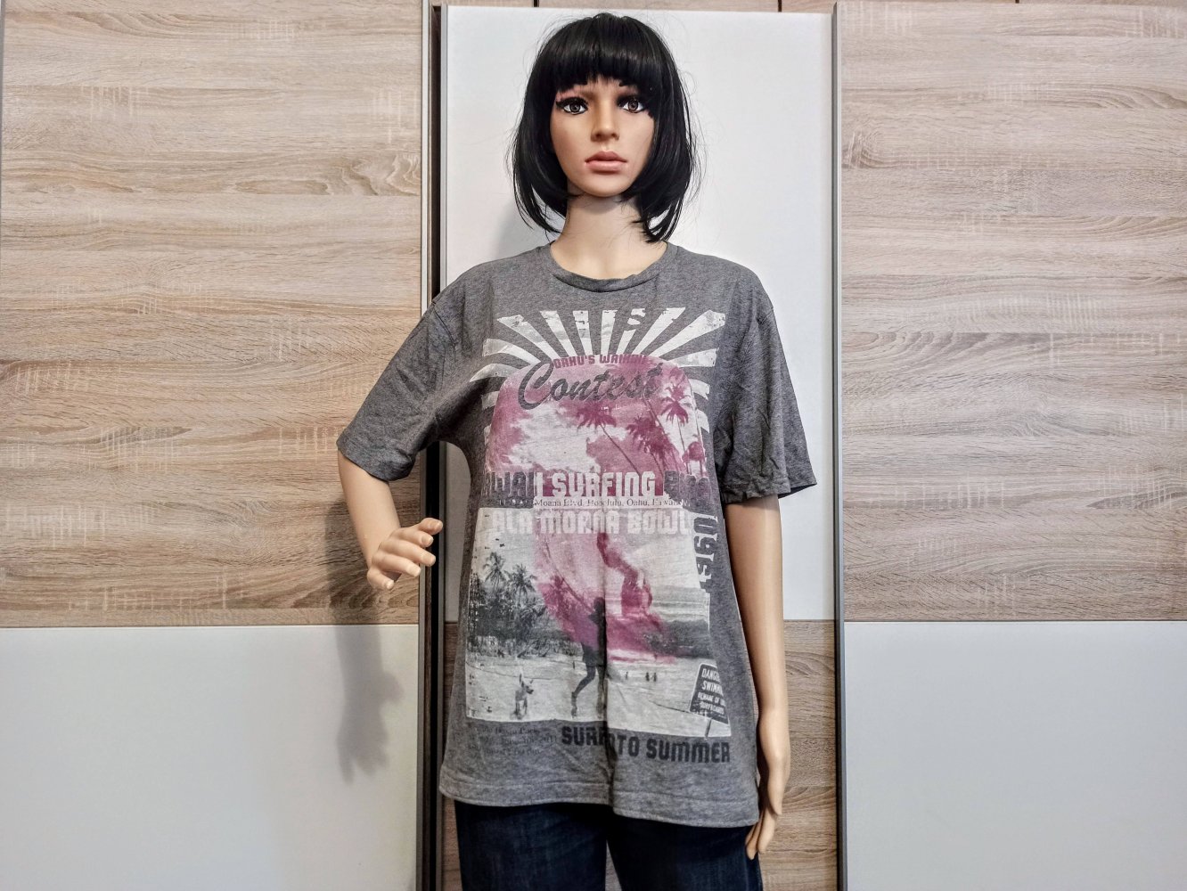 Schönes T-Shirt in grau/rose/weiß von Tjm Tompson Style