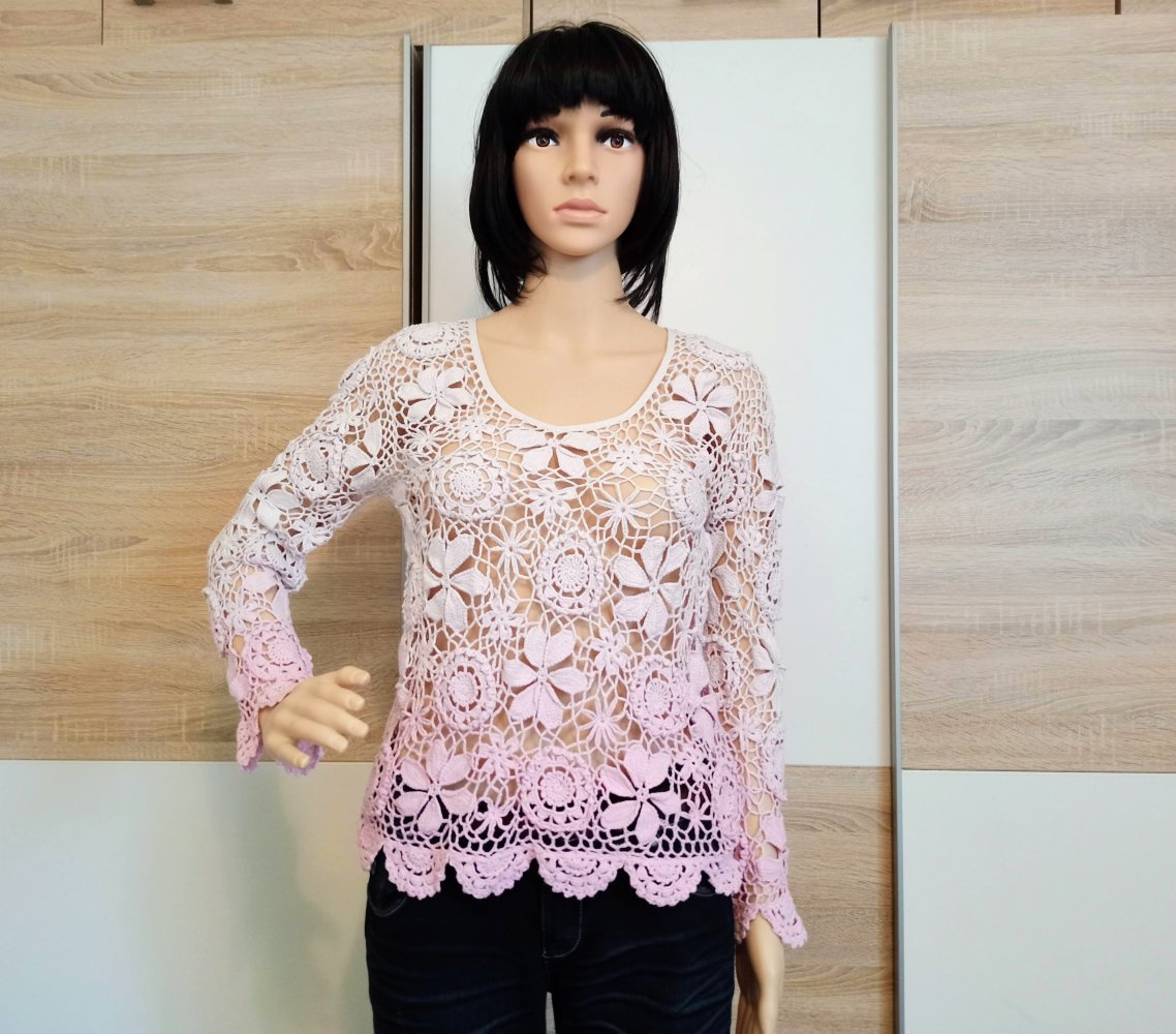 Schöner Spitzen-Pullover in rosa/weiß von Togehter