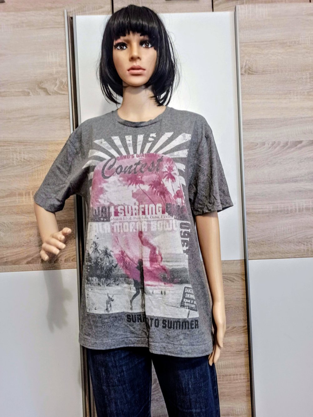 Schönes T-Shirt in grau/rose/weiß von Tjm Tompson Style