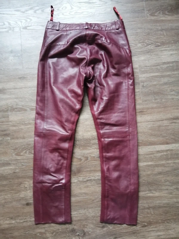 Bordeaux rote Nappaleder Hose 