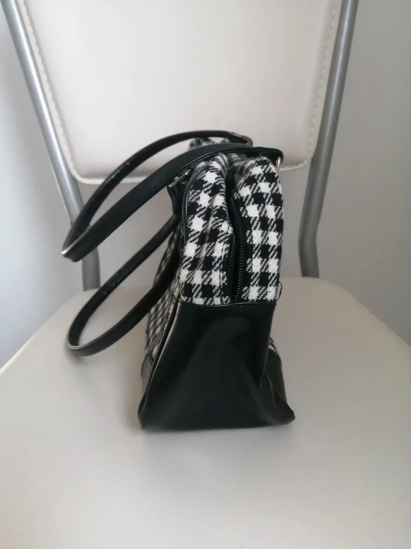 Handtasche mit Vichymuster/Hahnentritt