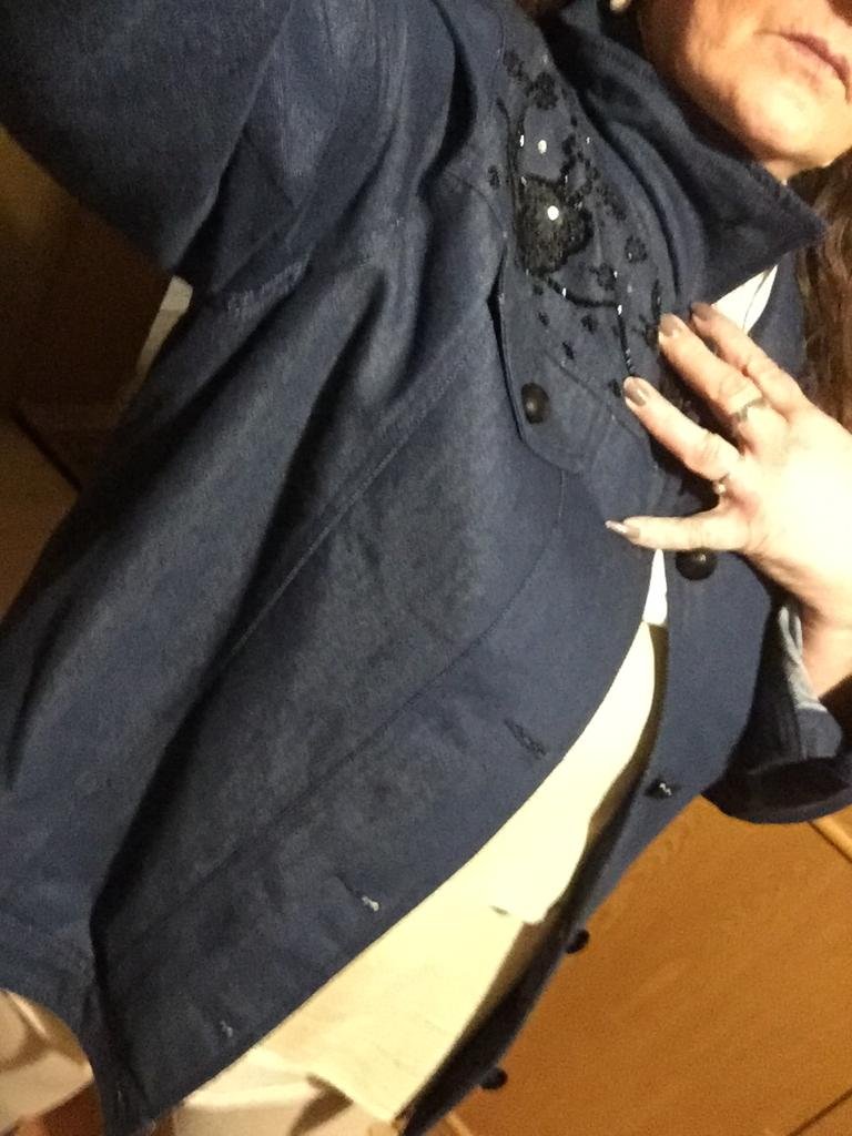 Jeansjacke mit Pailletten Gr M