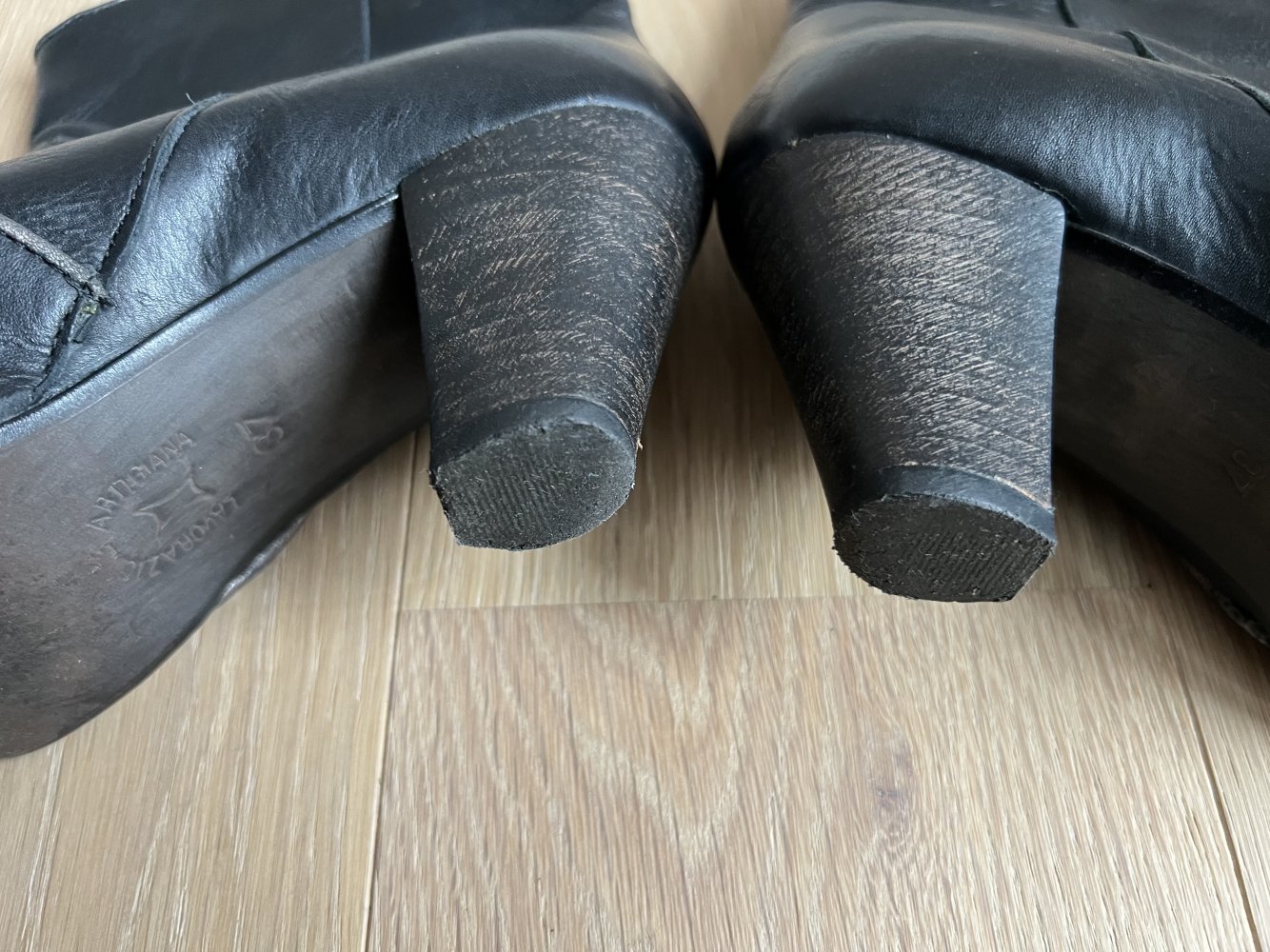 Lavorazione Artigiana Leder Stiefel Schuhe Gr. 37 Schwarz