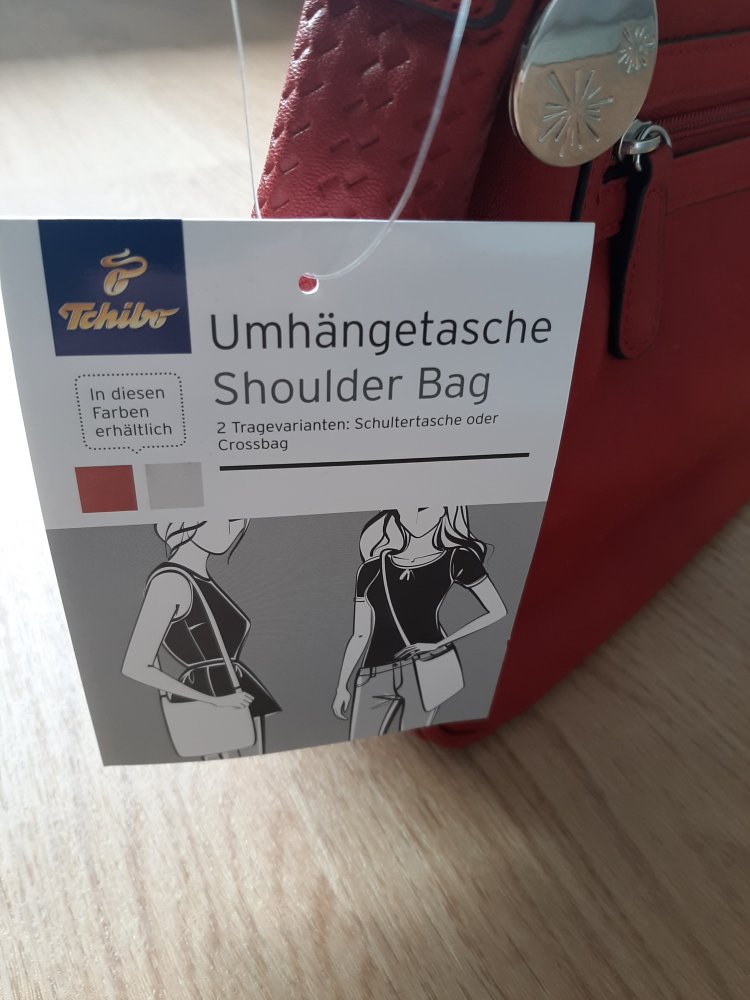 Tchibo Umhängetasche rot Lederer Optik