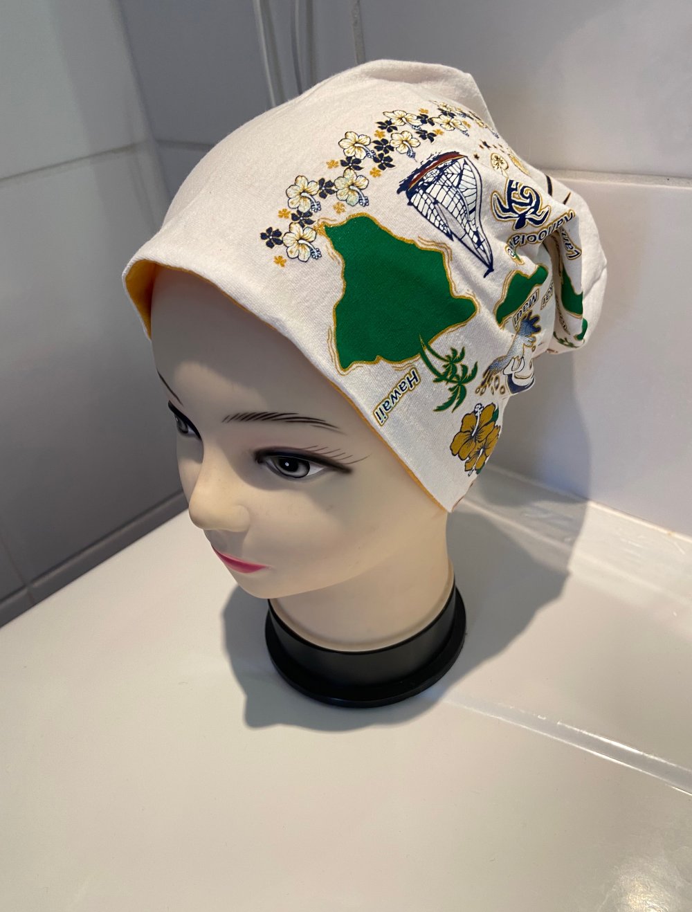 beanie weiß/grün