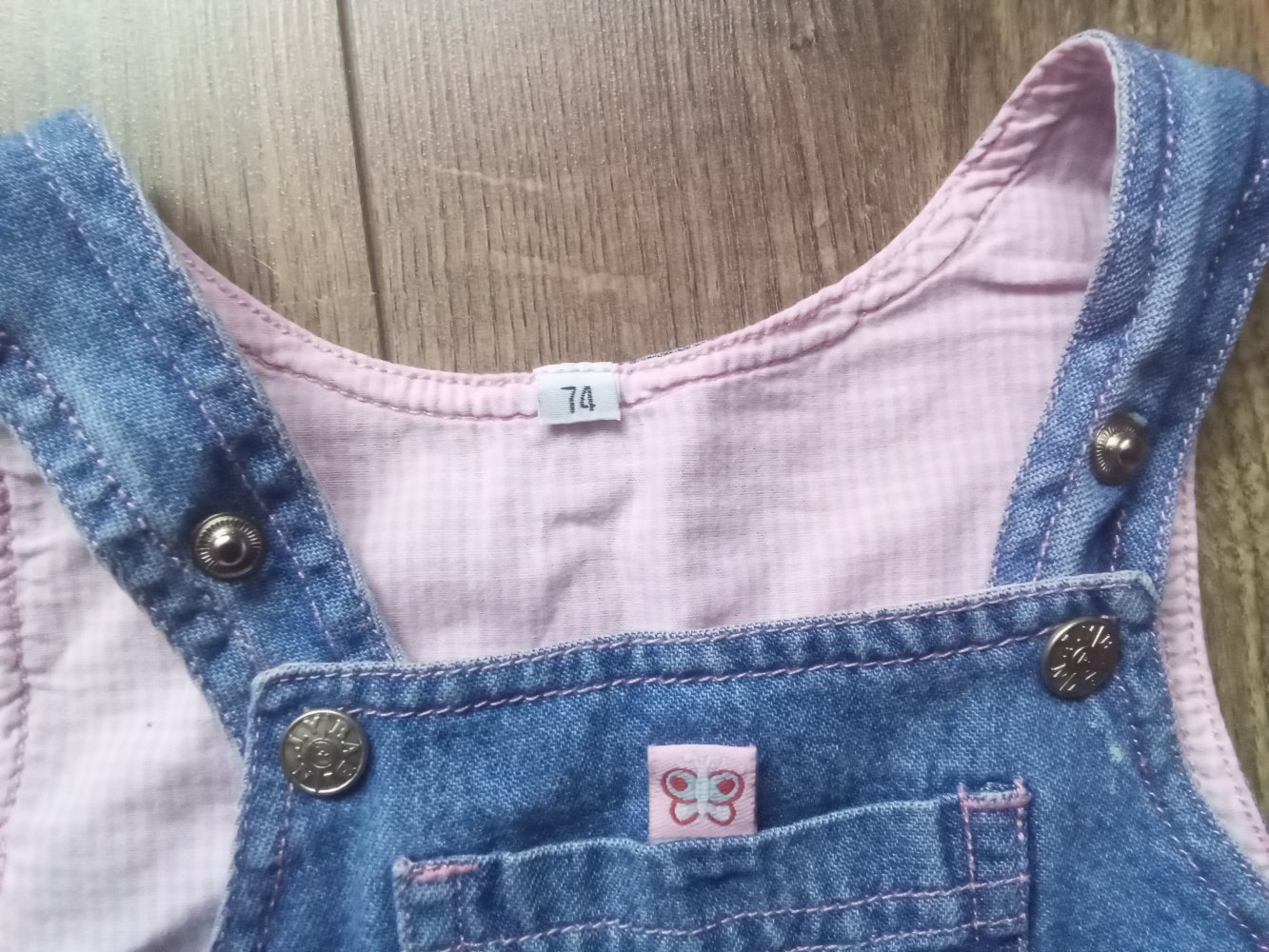 Jeanskleid Latzkleid blau 74 100% Baumwolle