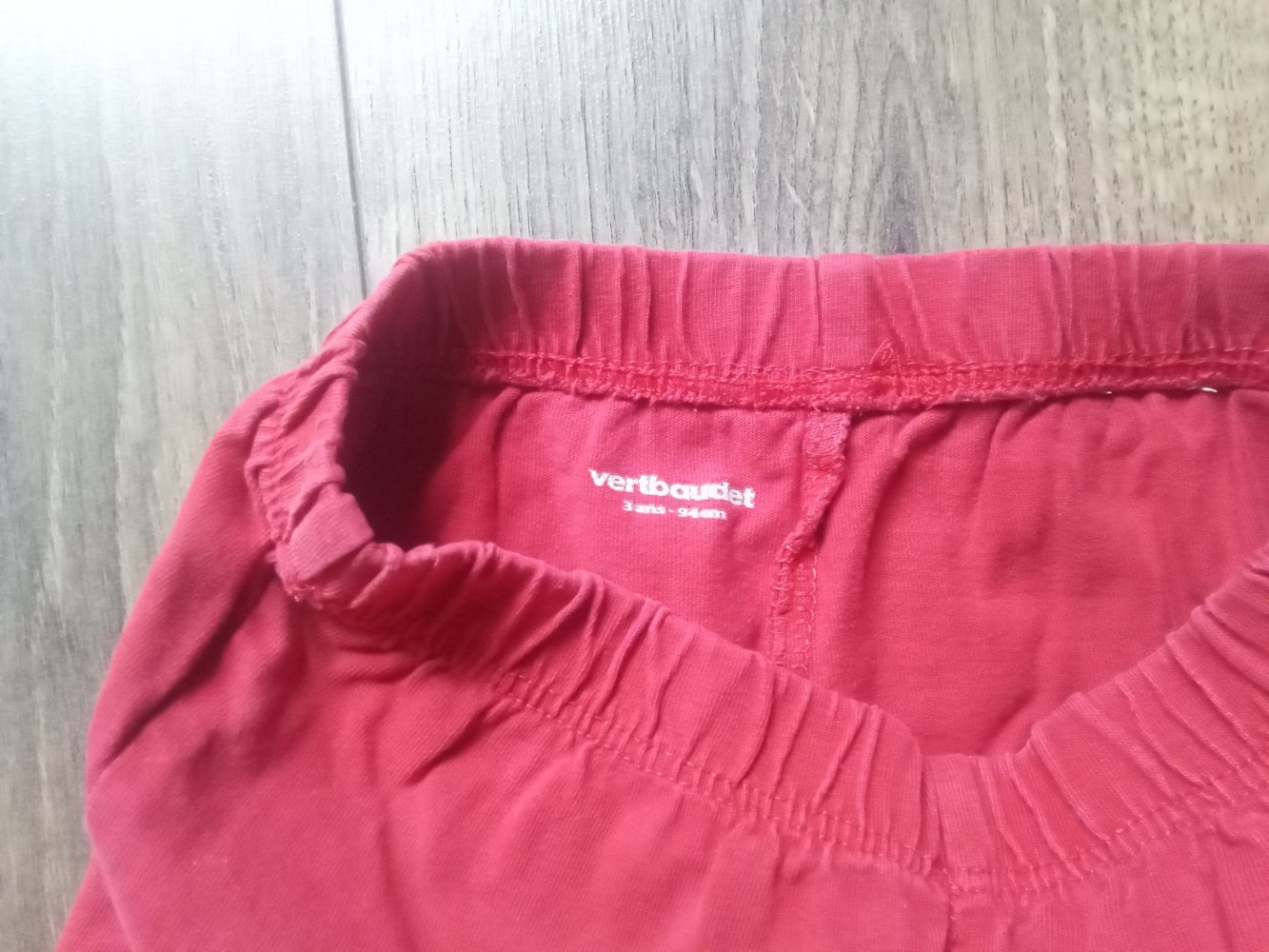 Radlerhose rot uni vertbaudet 94cm 100% Baumwolle 