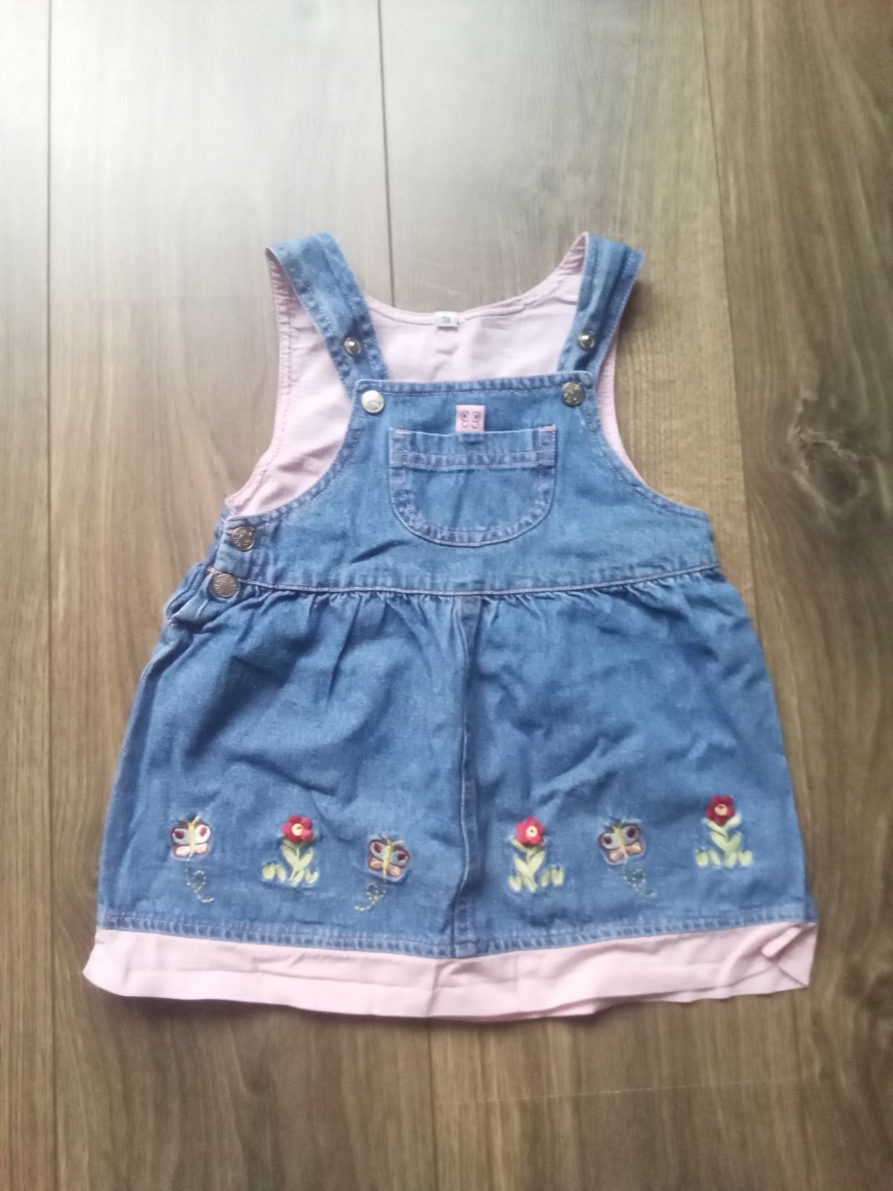 Jeanskleid Latzkleid blau 74 100% Baumwolle