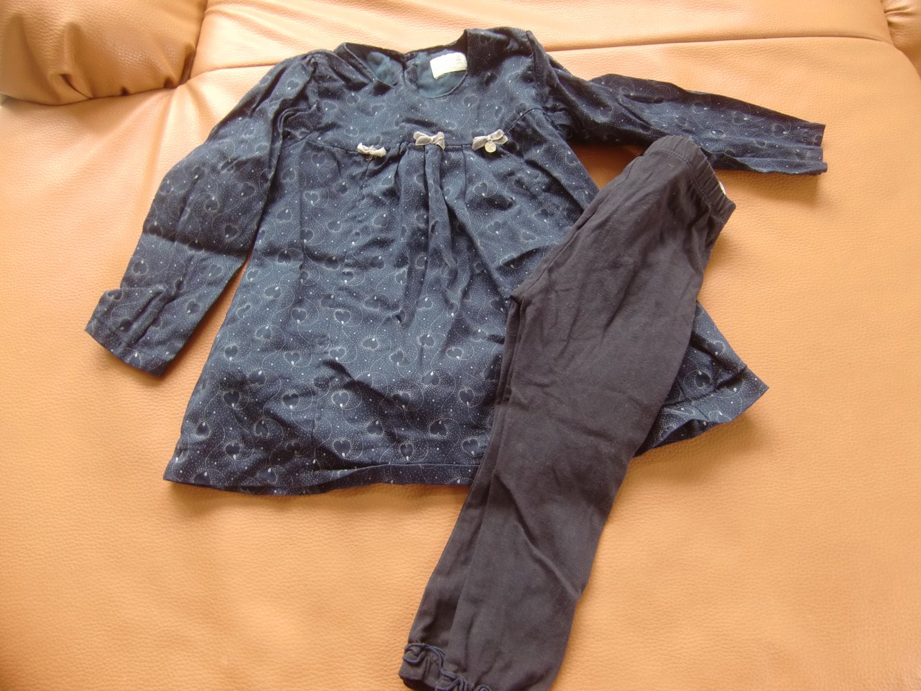 Set Tunika & Leggings Kanz 86 festlich dunkelblau Herzen 100% Baumwolle