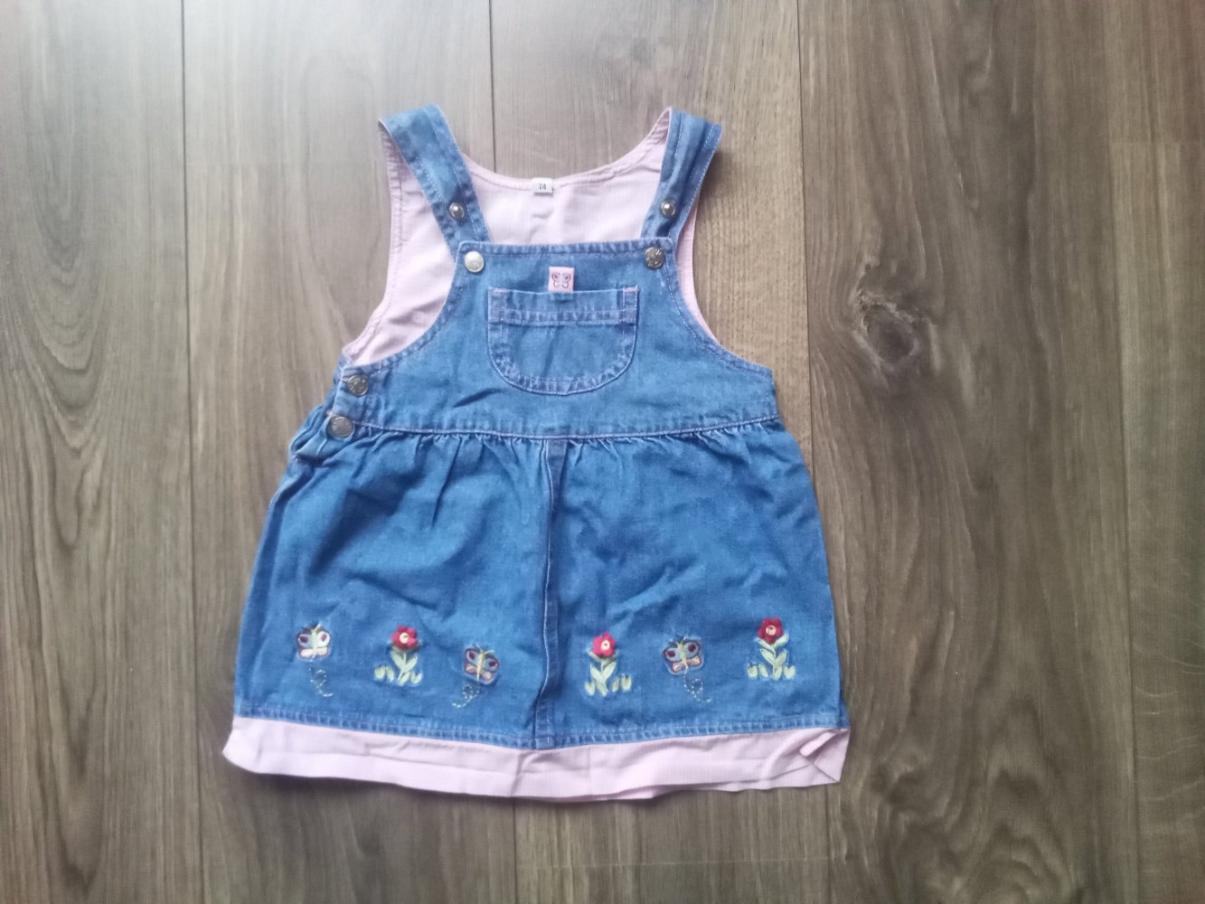 Jeanskleid Latzkleid blau 74 100% Baumwolle