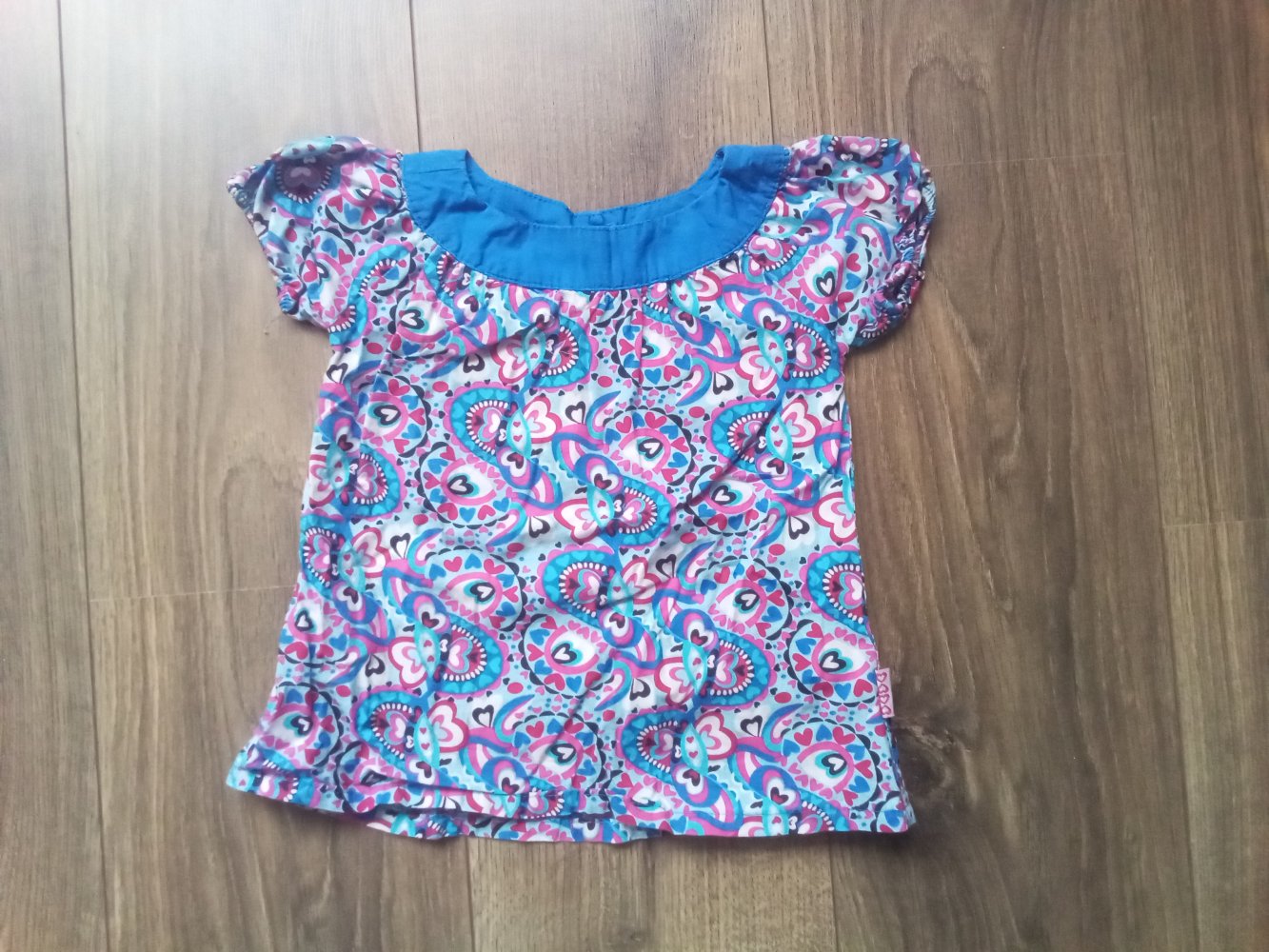 T-shirt blau 98 kiki & koko pink 100% Baumwolle Paisley Herz