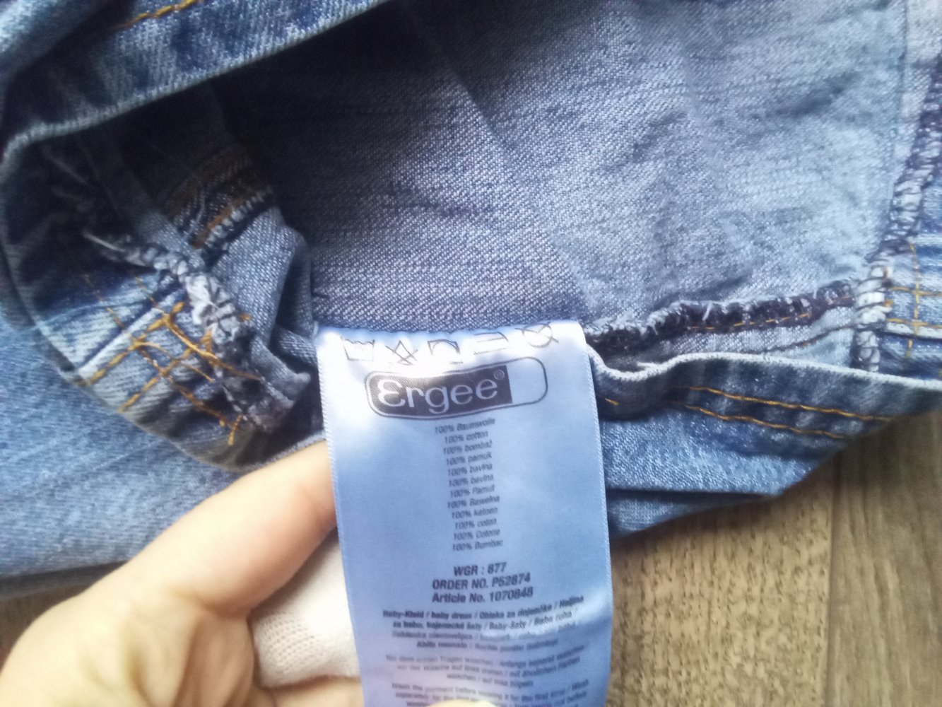 Latzkleid Jeans Hase ergee 74 blau 100% Baumwolle Ostern