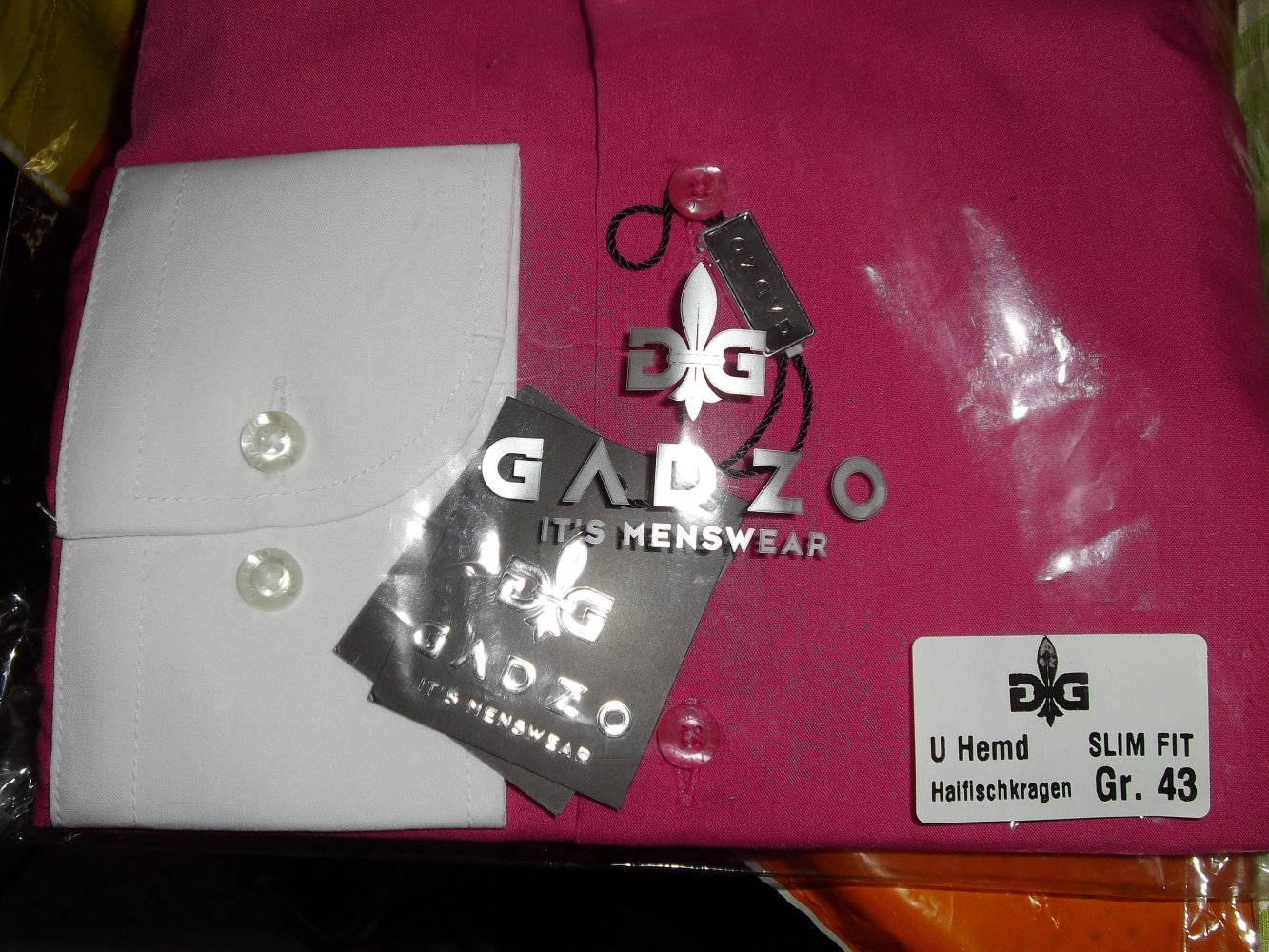 Gadzo Italystyle Pink Kontrastkragen Hemd neu verpackt in Gr.XL 43cm Kragenweite