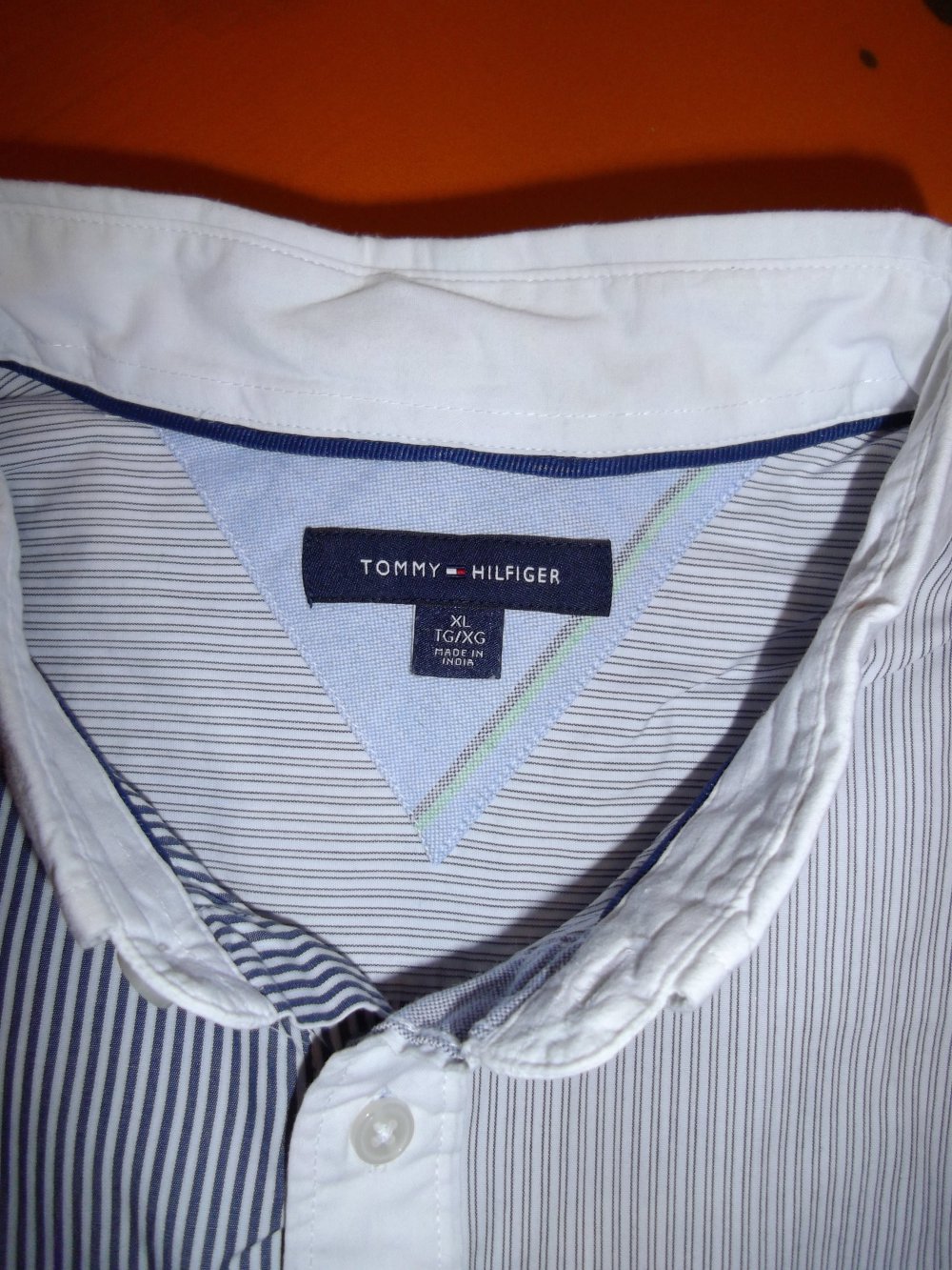 Tommy Hilfiger College Hemd blau weiß in 2 Varianten gestreift weißer Kragen in Gr.XL