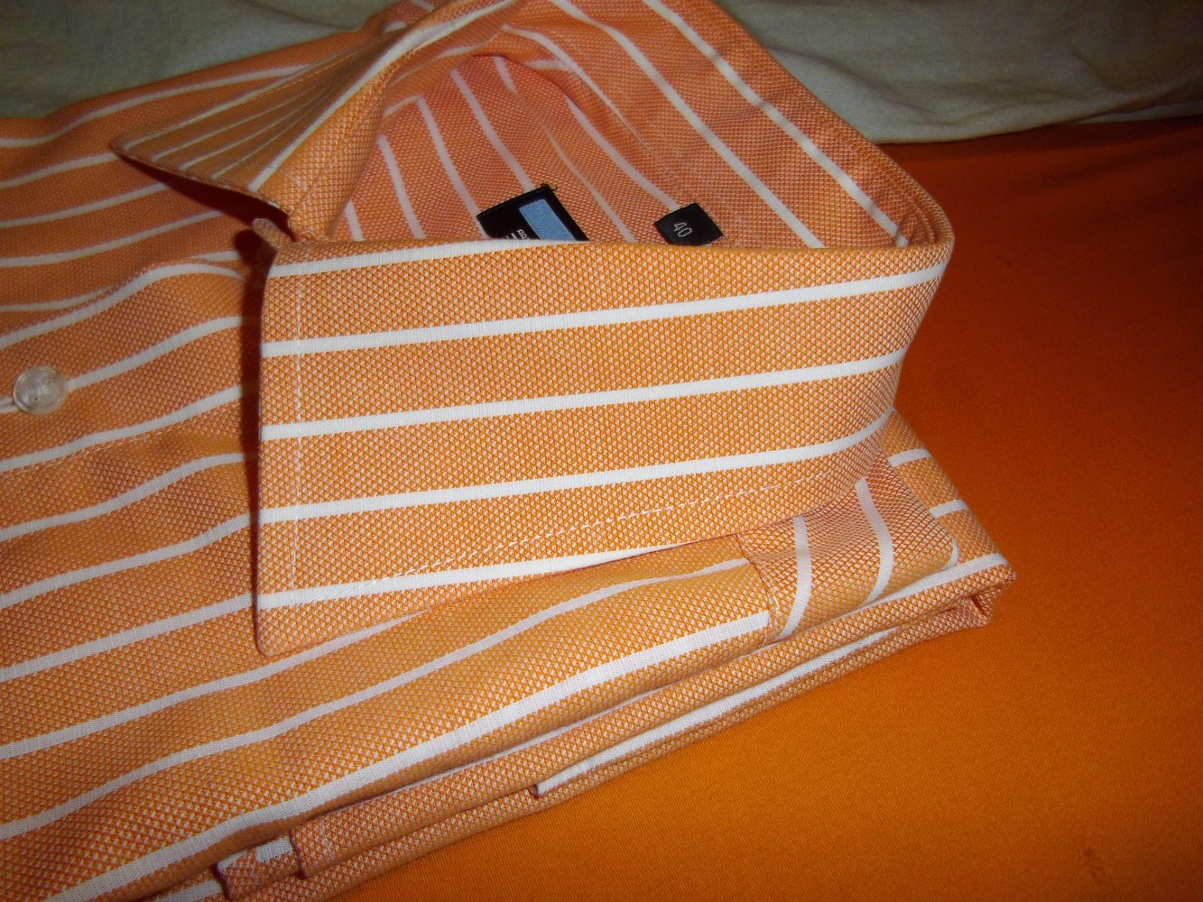 Art Sachs Streifen Hemd orange weiß gestreift in Gr.M 40cm Kragenweite