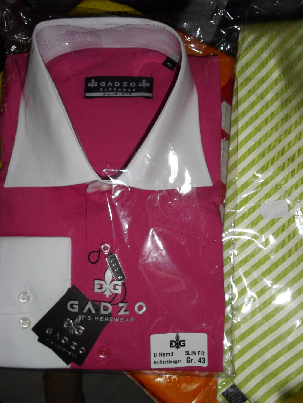 Gadzo Italystyle Pink Kontrastkragen Hemd neu verpackt in Gr.XL 43cm Kragenweite