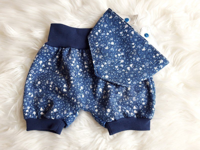Schöne kurze Jeans- Pumphose und Tuch Gr.62-68 