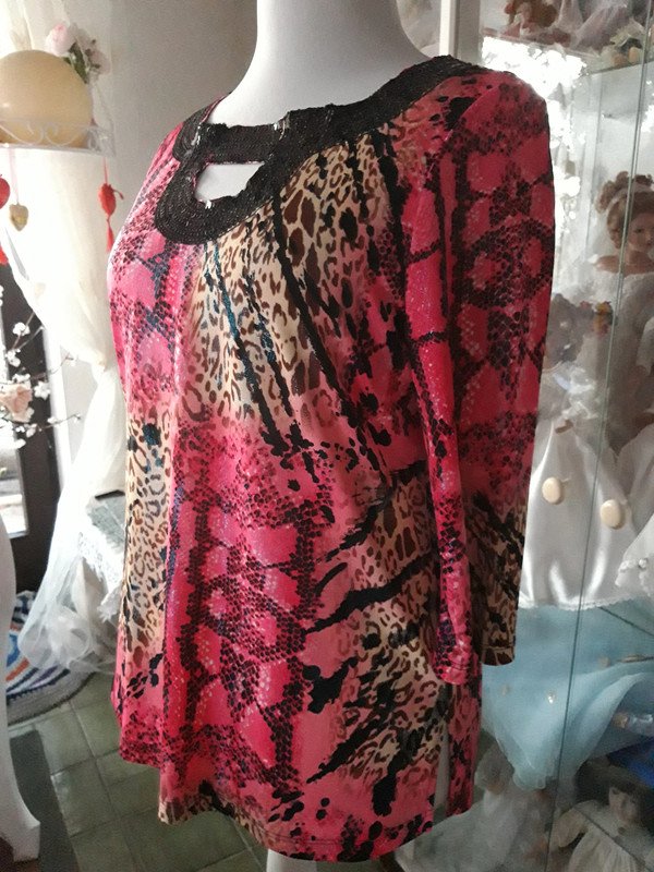 Blusenshirt mit Pailletten 3/4 Arm 