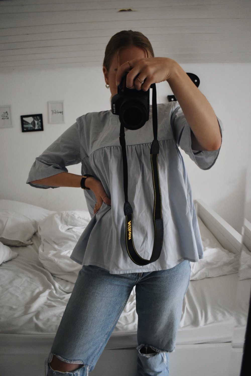 Babyblaue Bluse 
