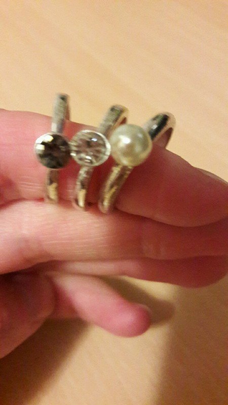 3er Set Ringe silber von SIX Perlenring