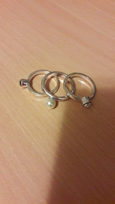 3er Set Ringe silber von SIX Perlenring
