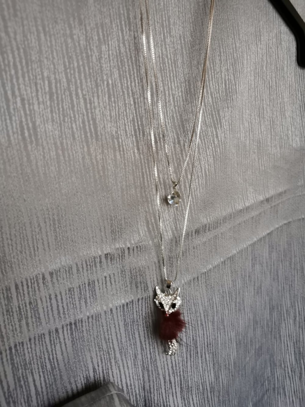 Modeschmuck Doppelkette, Kette Fuchs mit Strasssteinchen