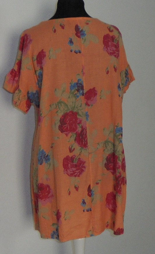 Leinenoberteil, Blumen, Orange, Einheitsgröße