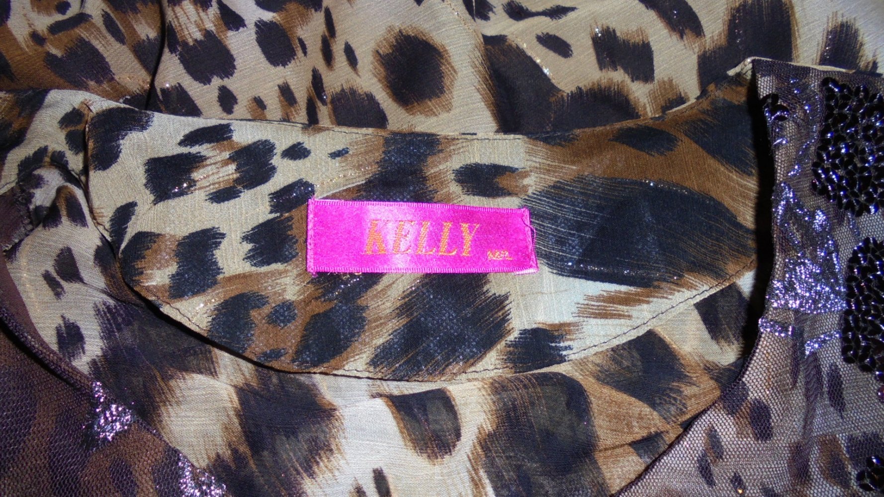 Tunika, Leo-Look, Kelly, Gr. M/L, mit Seide