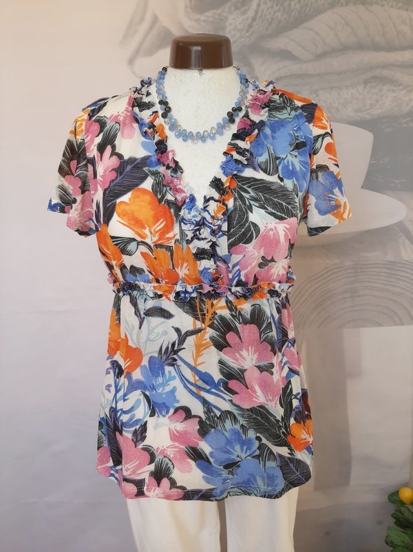 Shirt mit Blumenmuster und Rüsche