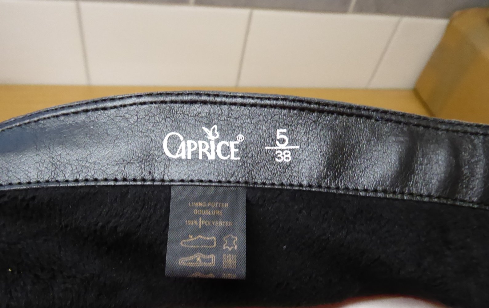 Caprice Stiefel Grau Leder mit Stulpe und Schleife Gr. 5 (38) neu