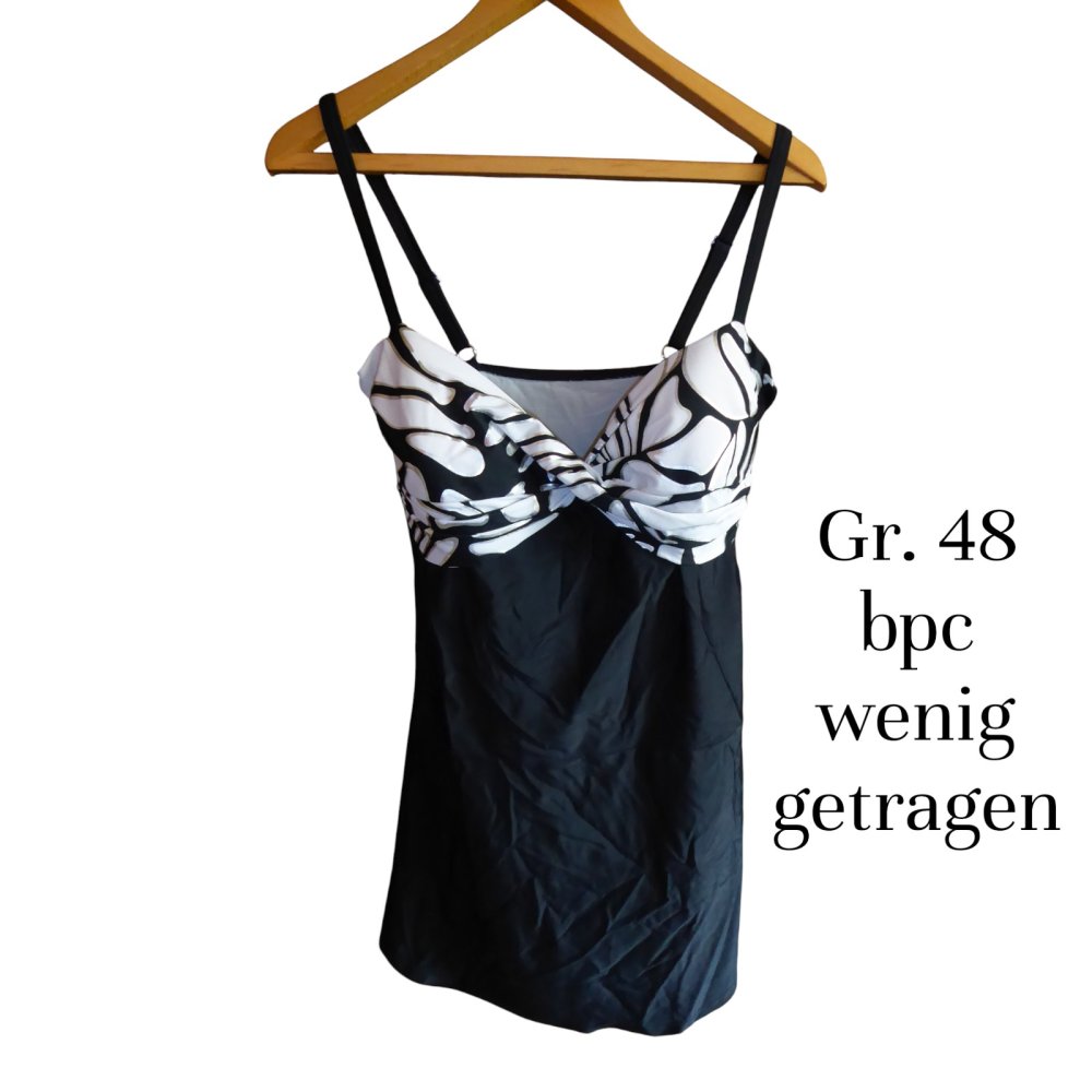 Damen Badeanzug Gr. 48 Schwarz Weiß bpc selection  wenig getragen
