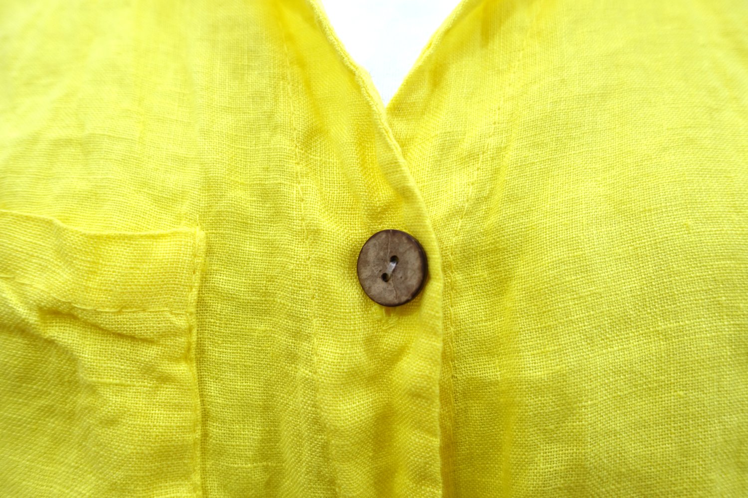 Leinenbluse mit Holzknöpfen, gelb, Größe 36/38 ✮NEU✮