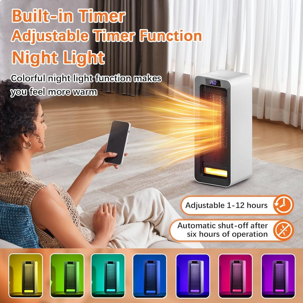 Heizlüfter | Standheizung mit Beleuchtung + Timer, 1500W ✮NEU✮
