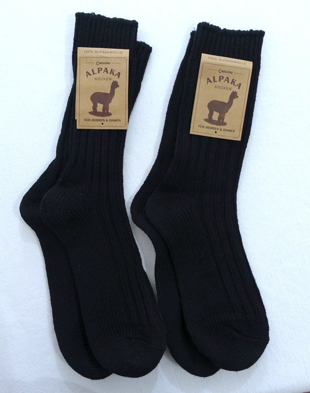2 Paar Alpaka Socken | Wollsocken, schwarz, Größe 39 - 42 ✮NEU✮
