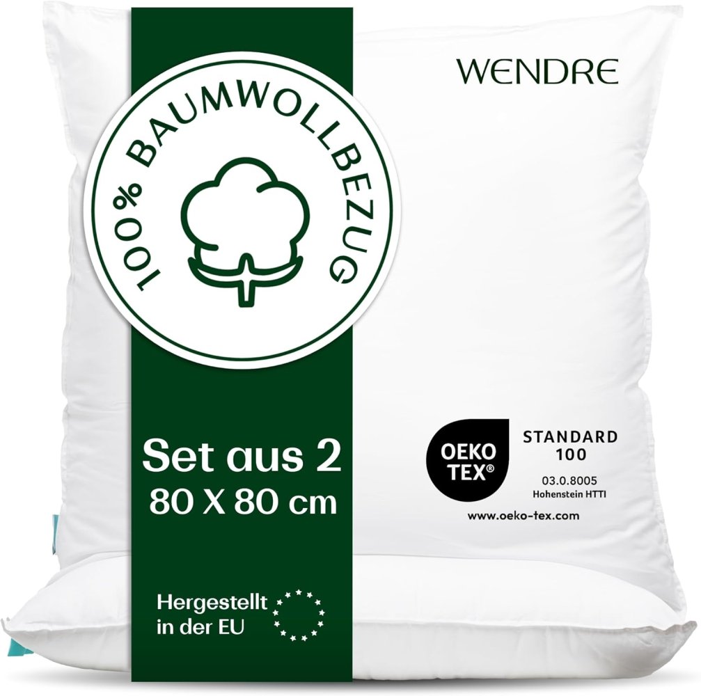 2 Wendre Kissen | Kopfkissen 80x80cm, hypoallergen, 900g ✮NEU✮