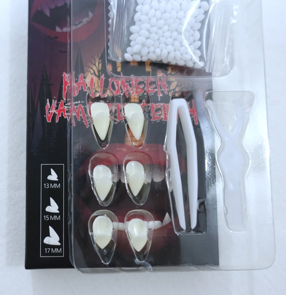 Set: 3 Paar Vampirzähne | Reißzähne mit Pelletkleber ✮NEU✮