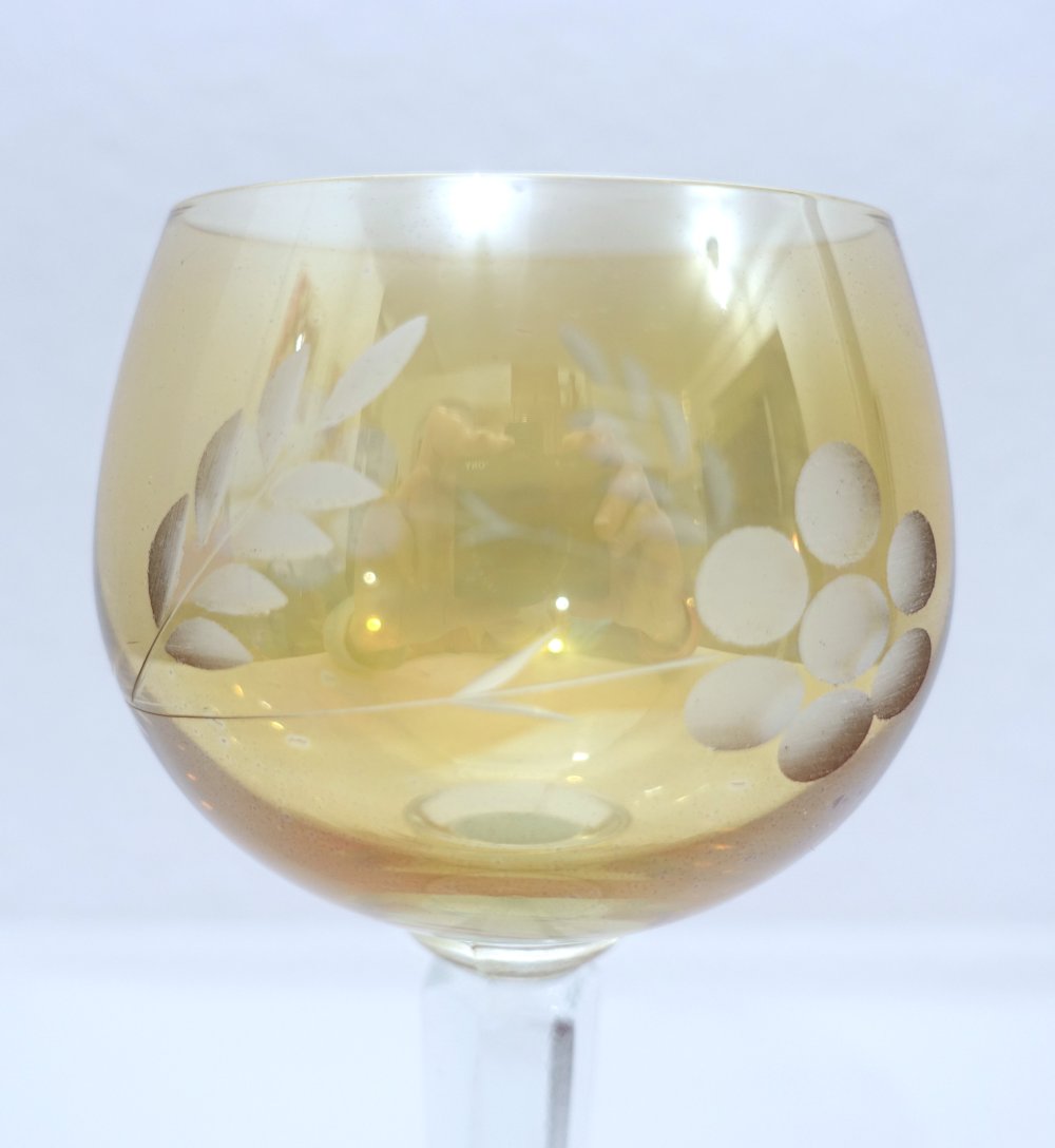 6x Weinglas | Weinkelch, gold, retro, DDR