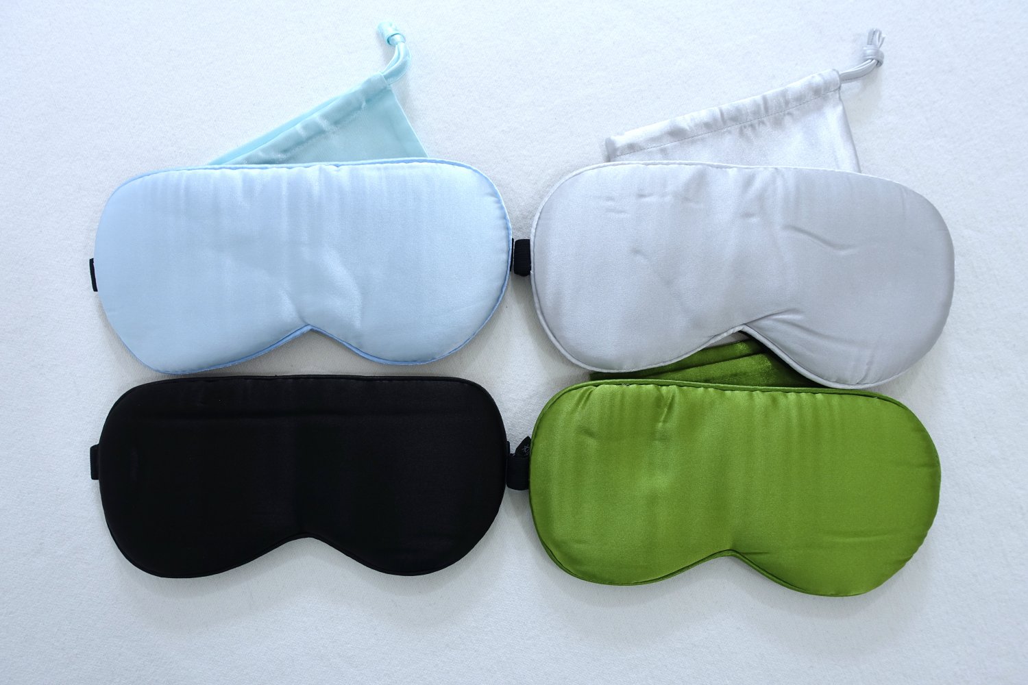 4x Schlafmaske aus Seide (schwarz, grau, himmelblau, grün) ✮NEU✮