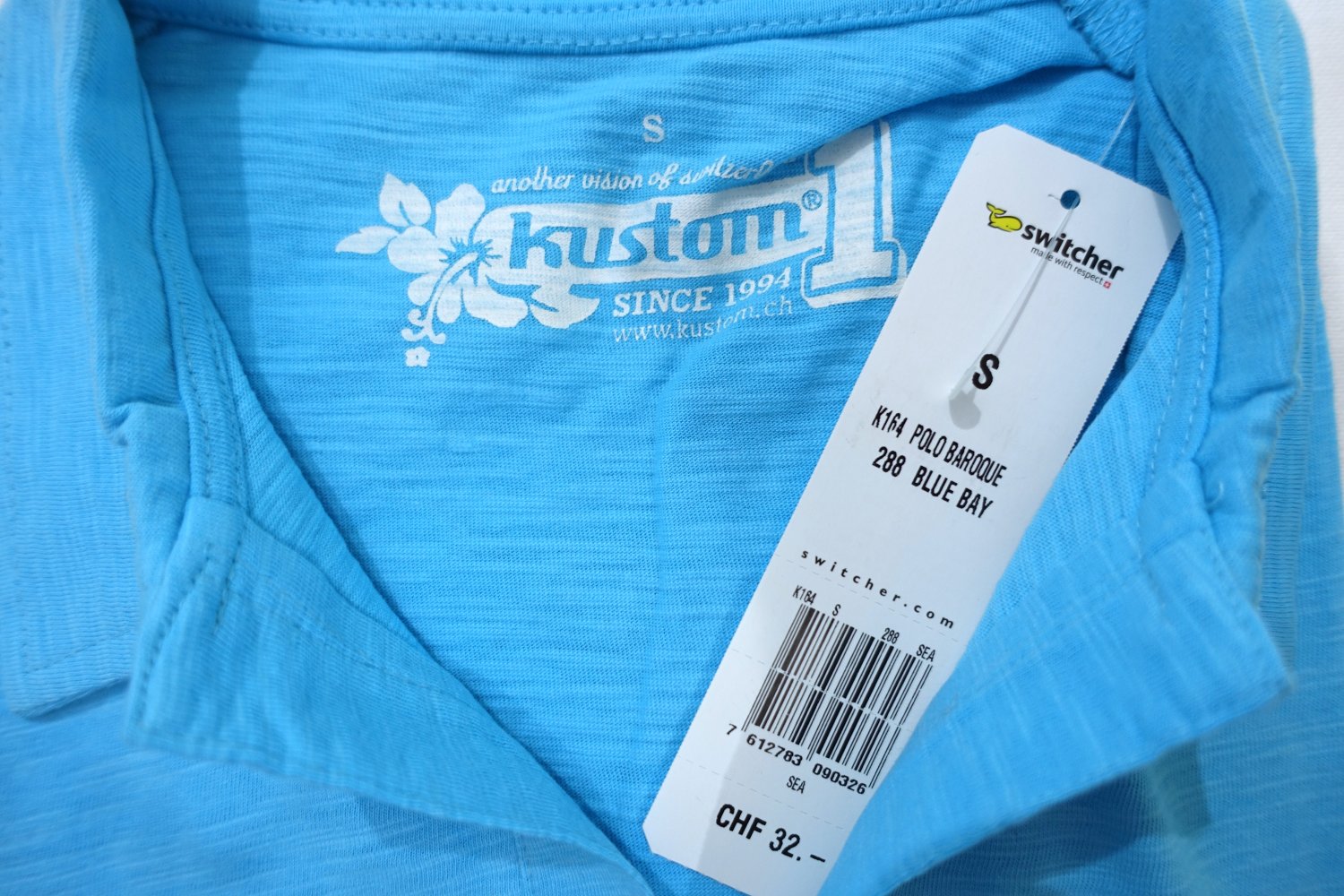 Kustom | Switcher Poloshirt, Bio-Baumwolle, hellblau, Gr. S ✮NEU✮