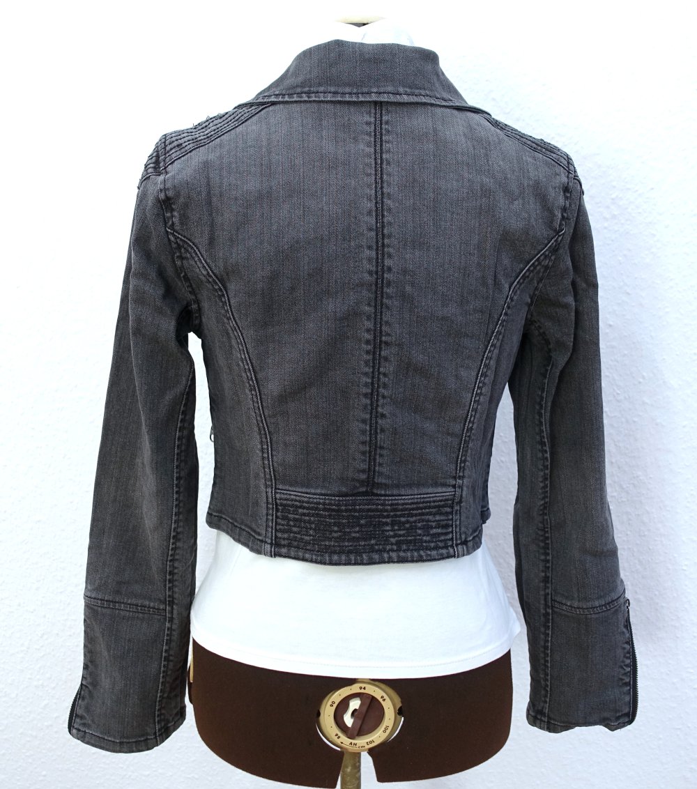 Y2K Bruno Banani Jeansjacke, Low Cut, cropped, grau, Größe 36